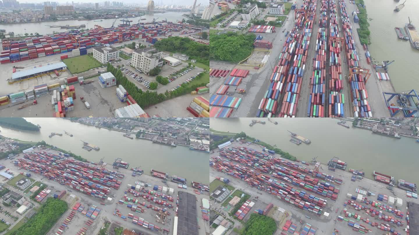 佛山南海国际货柜码头4K航拍广东佛山