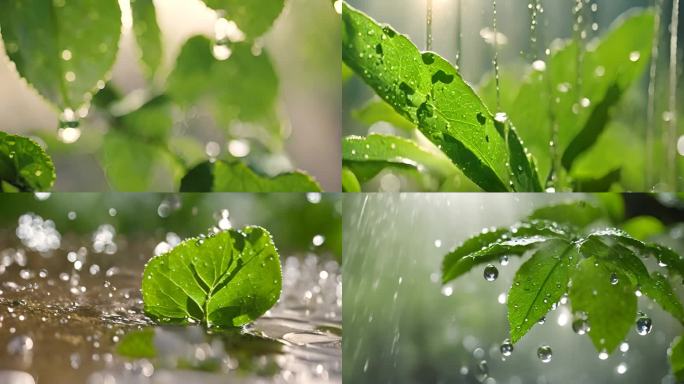 水滴 叶片 绿色 大自然 植物  阳光