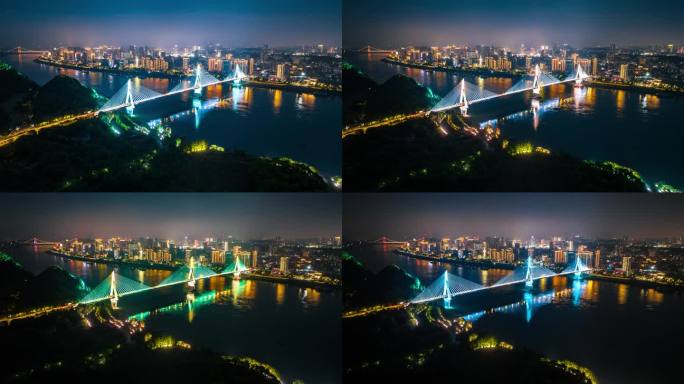 夜幕中的夷陵长江大桥