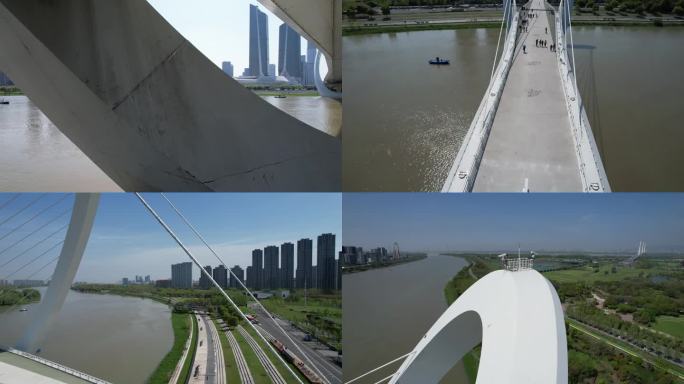 航拍南京眼步行桥航拍运镜