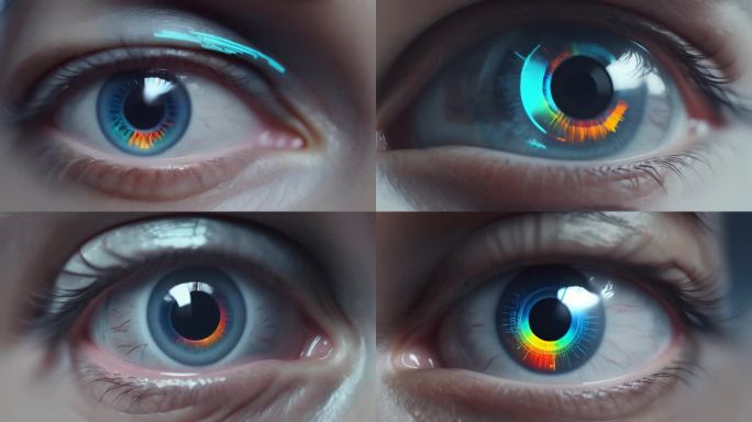 人工智能 眼睛里反射科技元素  科技眼球