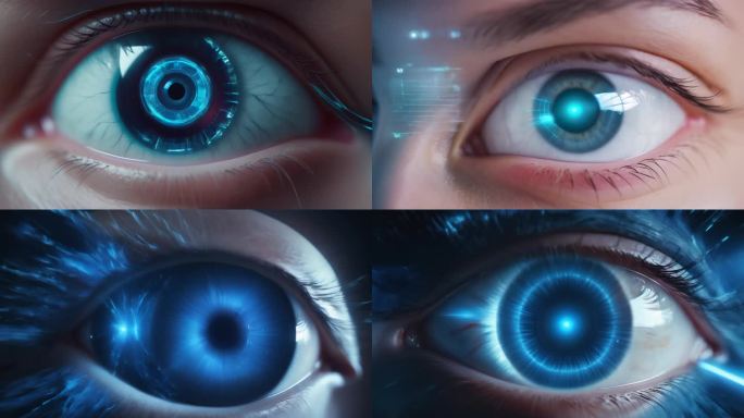 眼睛里反射科技元素  科技眼球