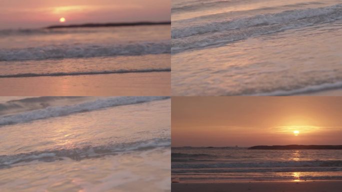 海上日出 海浪浪花特写一