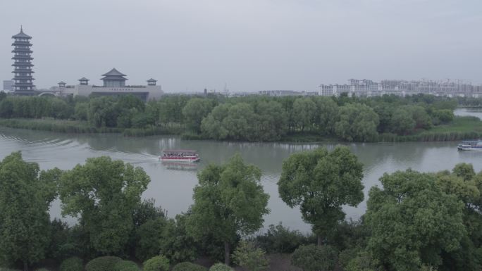 4K扬州大运河博物馆运河三湾游船