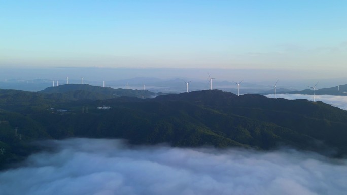 风力发电  云海河山