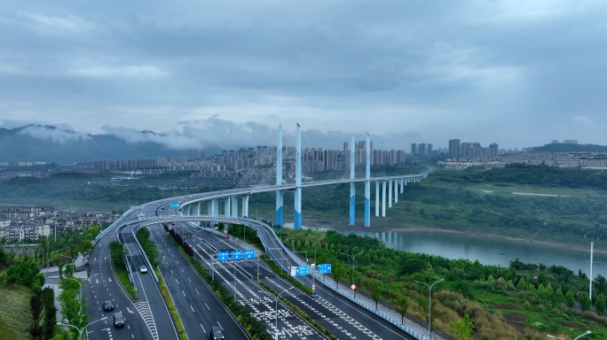 4K 雨后重庆蔡家嘉陵江大桥 宣传片