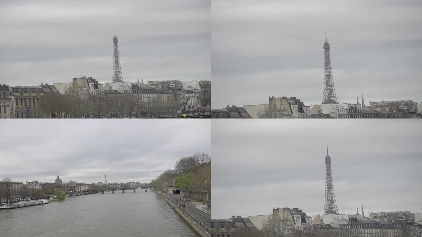 法国巴黎埃菲尔铁塔街景人流塞纳河雕塑人文