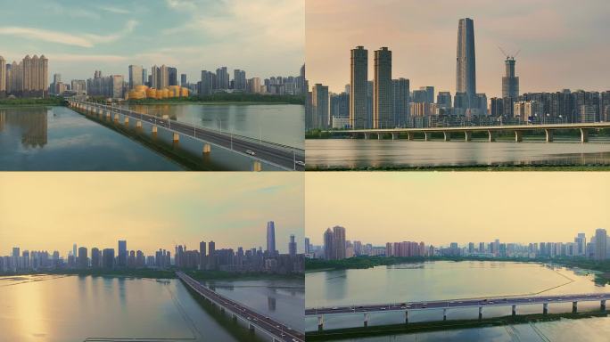 武汉沙湖风光，沙湖大桥空镜