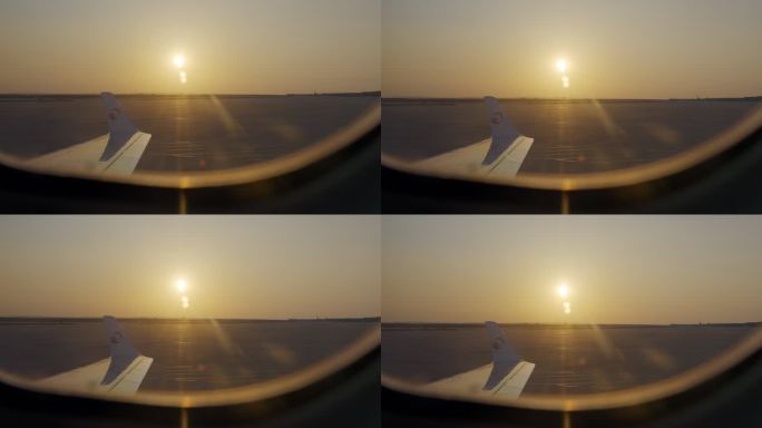 夕阳飞机窗外