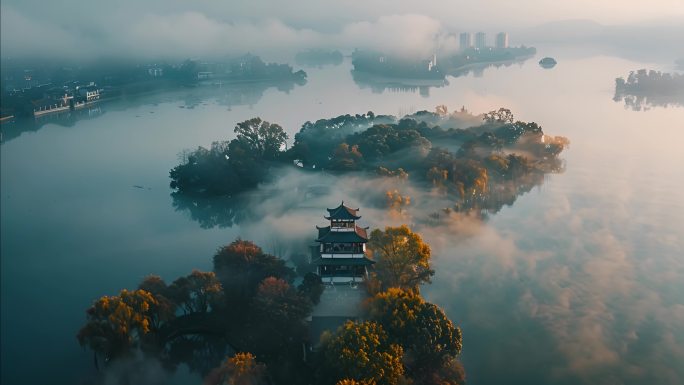 西湖意境山水禅意国风水墨唯美风景 4K