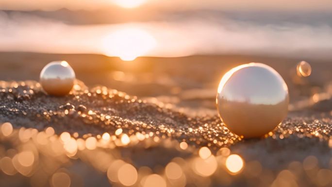 金色沙滩上的珍珠