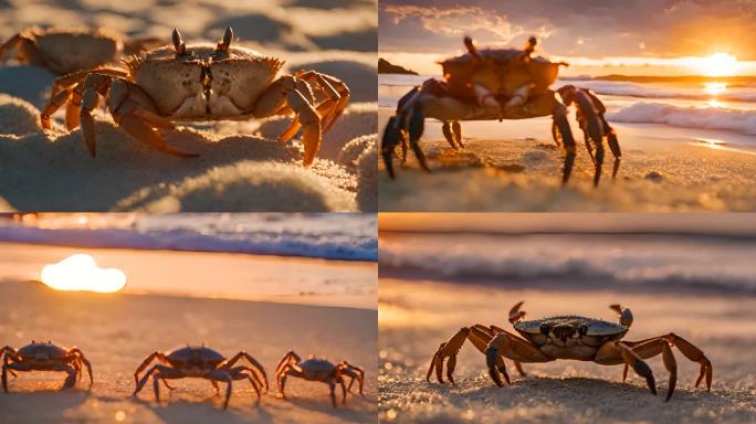 巨型螃蟹在沙滩上