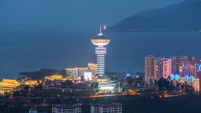 大理龙山公园听风楼日转夜