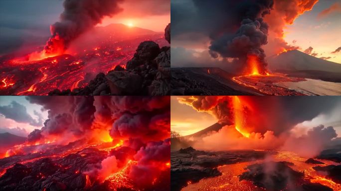 末日活火山爆发喷发岩浆自然灾害ai素材原