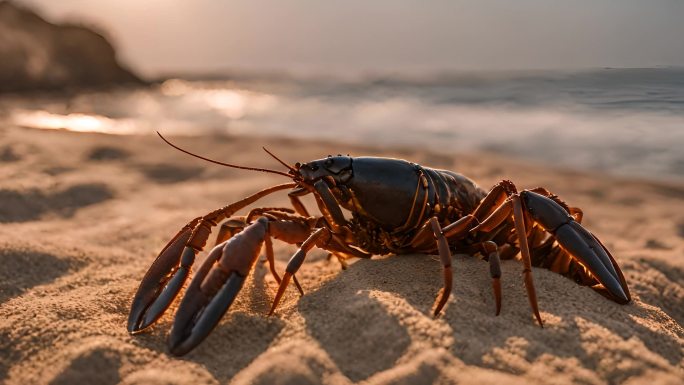 海滩上的龙虾