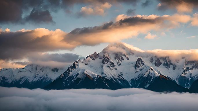 绝美雪山 日出日落 延时摄影