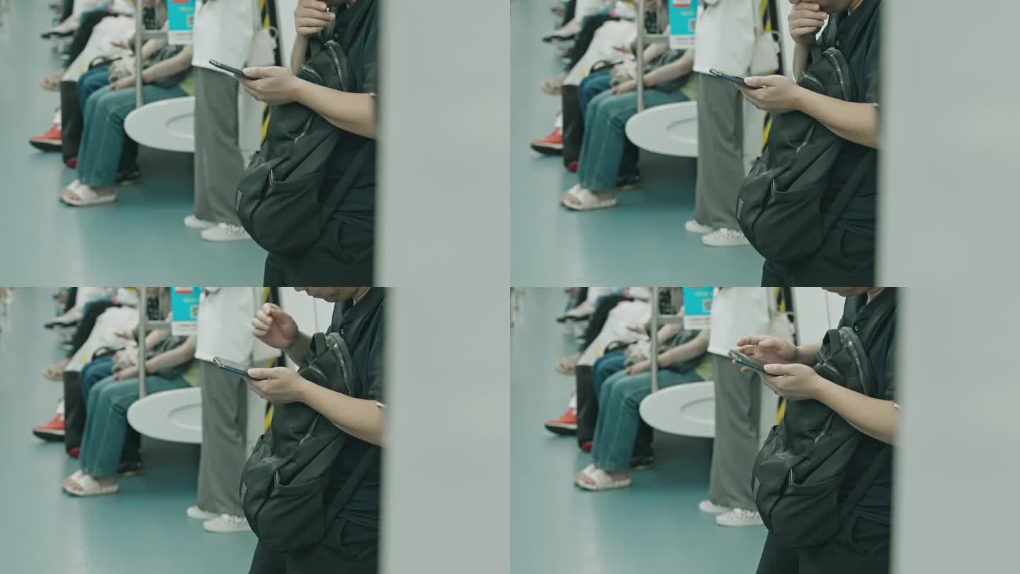 地铁上玩手机坐地铁深圳地铁C0242