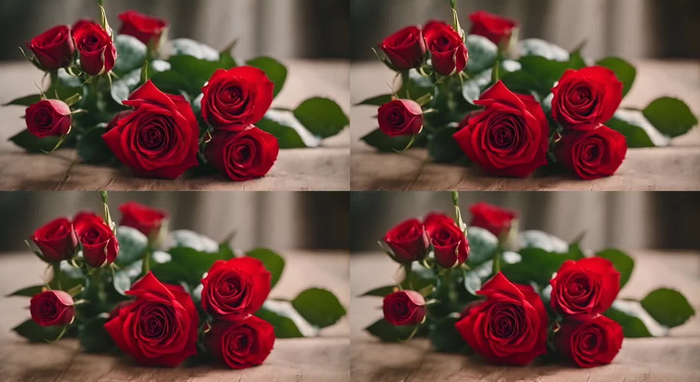 红色玫瑰花鲜花花朵