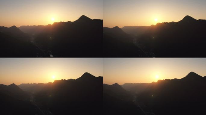 高山森林清晨日出太阳升起开场长镜头