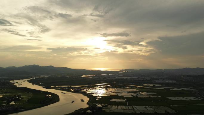 家乡河流日落