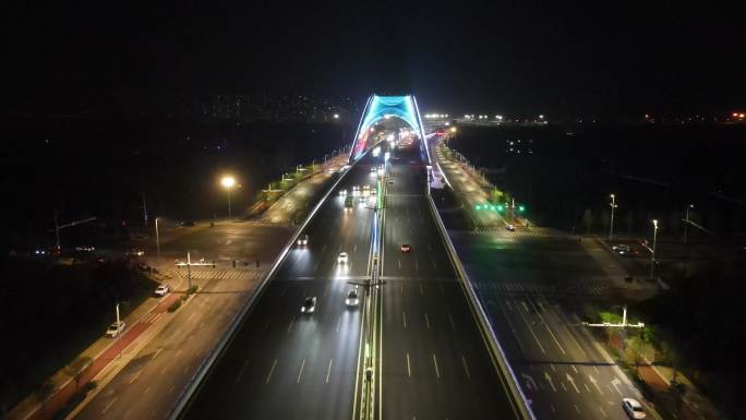 石家庄复兴大街泊水公园桥夜景