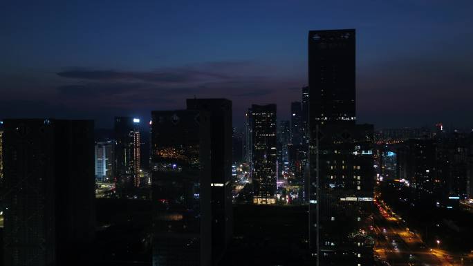 航拍广西南宁五象新区总部基地五象大道夜景