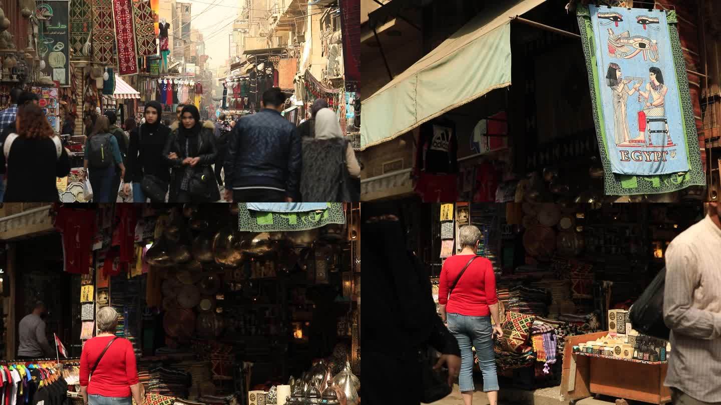 埃及最大的露天市场 哈利里市场 人流涌动