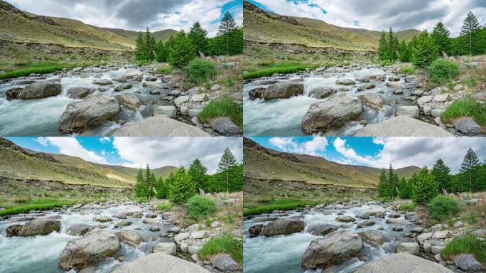 天山冰川融水河流延时