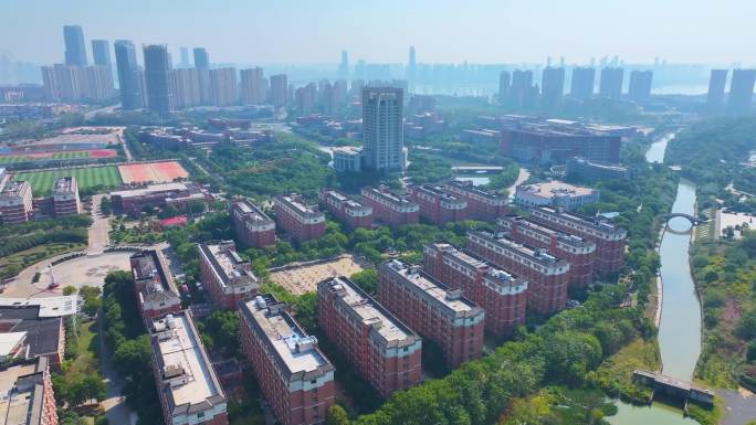 江西南昌航空大学前湖校区校园航拍风景风光