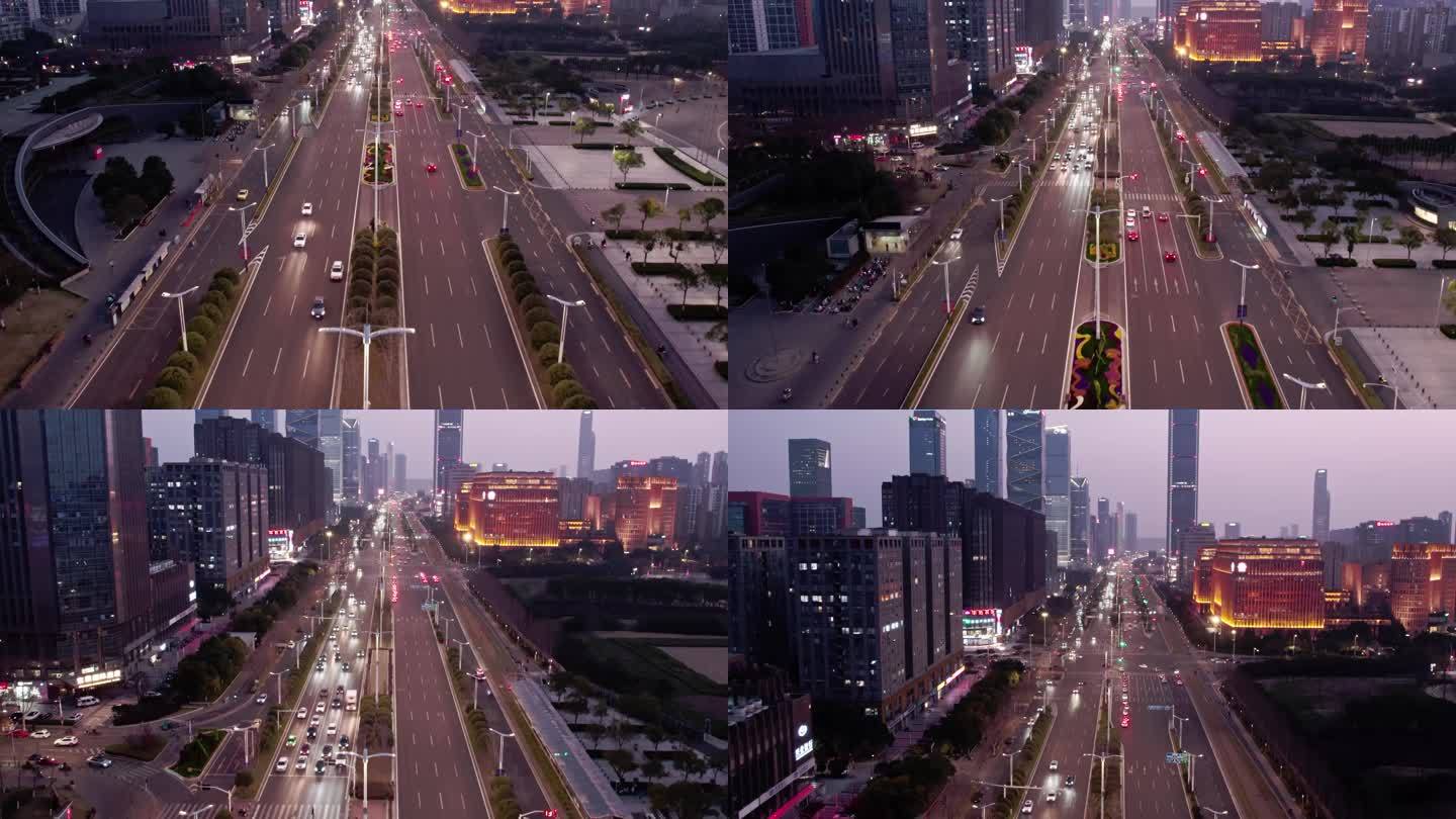 南京河西新区繁华夜景航拍风光