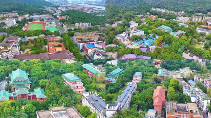 湖南大学学校校园风景航拍长沙岳麓区城市地