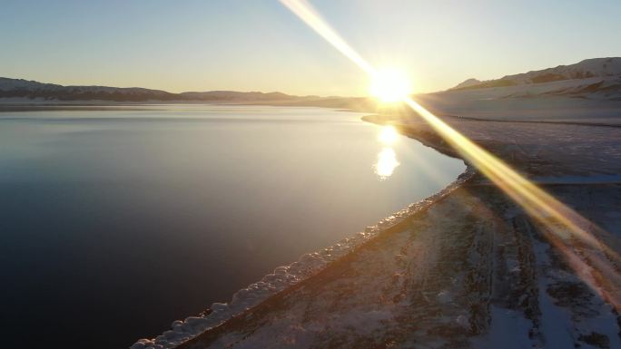 新疆航拍冬天禾木赛里木湖喀纳斯雪地