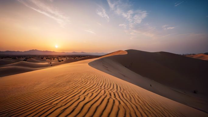 荒漠戈壁干旱沙漠沙丘太阳景观背景