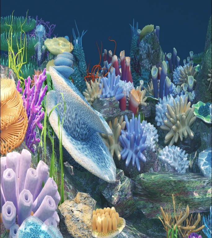 竖屏超广角海底水母珊瑚8K天幕大屏