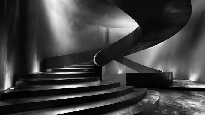 AI黑白室内建筑光影 创意空间