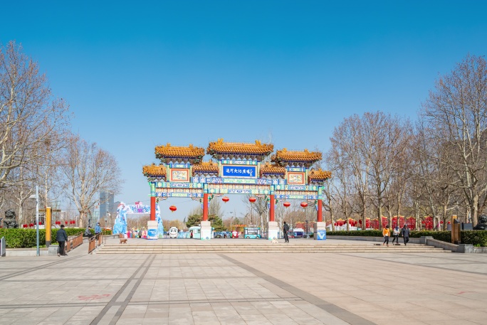 6K延时 北京通州运河文化广场牌楼大范围