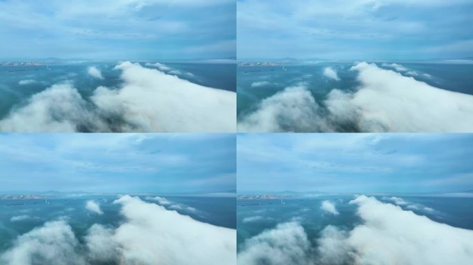 海面平流雾4K航拍