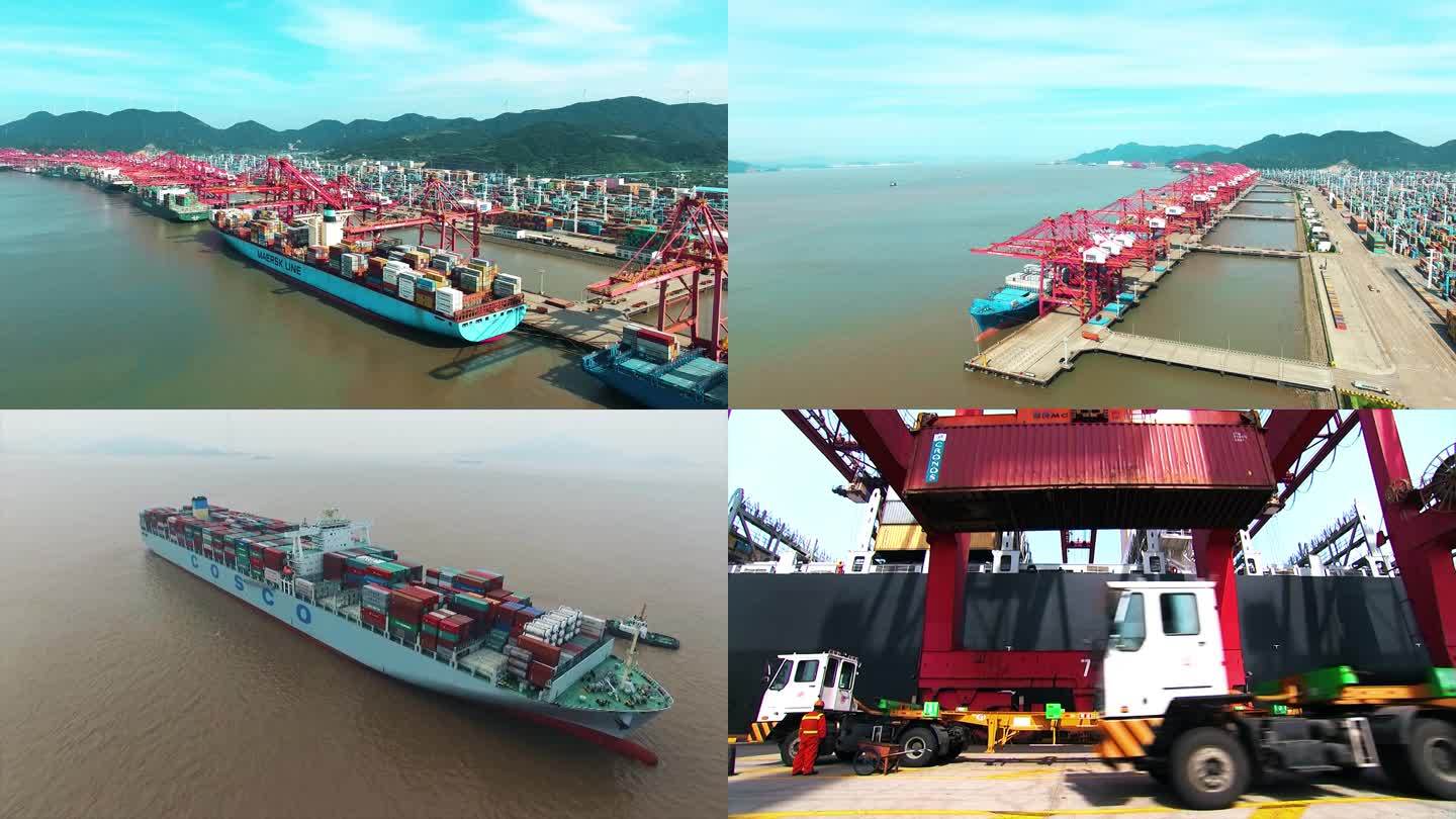 港口 货轮 集装箱 海运  海 浙江宁波