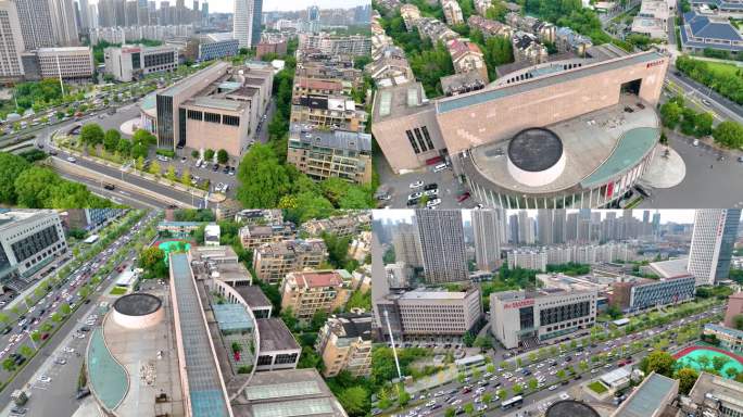 湖北美术馆武汉市东湖路航拍武昌区城市风景