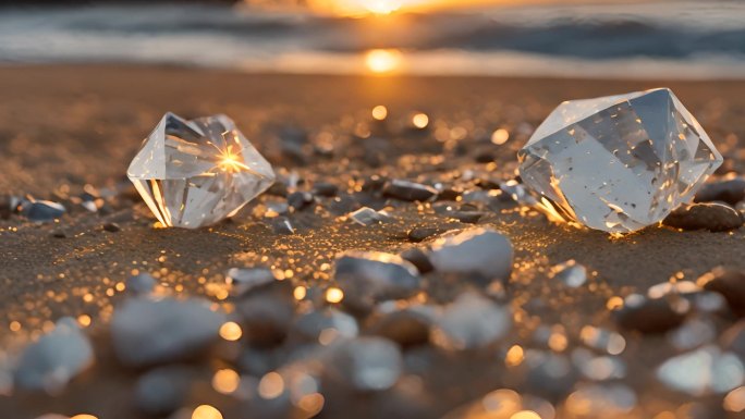夕阳下唯美钻石宝石 水晶