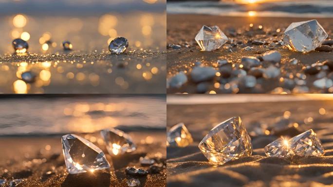 夕阳下唯美钻石宝石 水晶