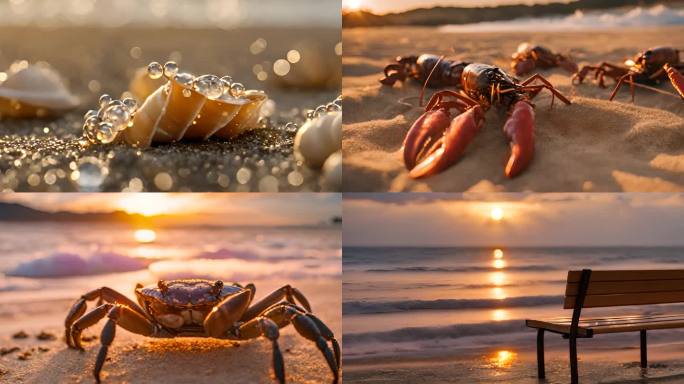 沙滩上的龙虾 螃蟹