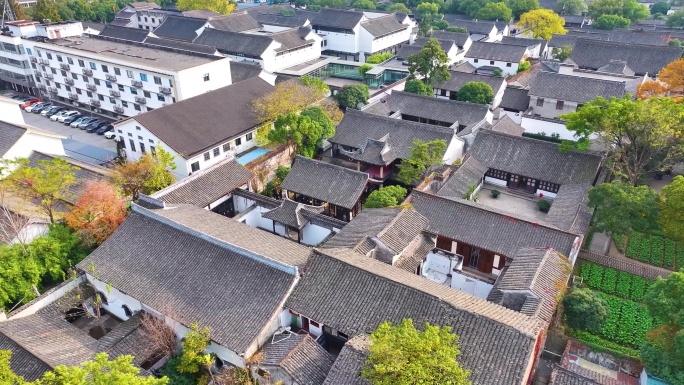 浙江绍兴鲁迅故里祖居航拍旅游景区景点城市