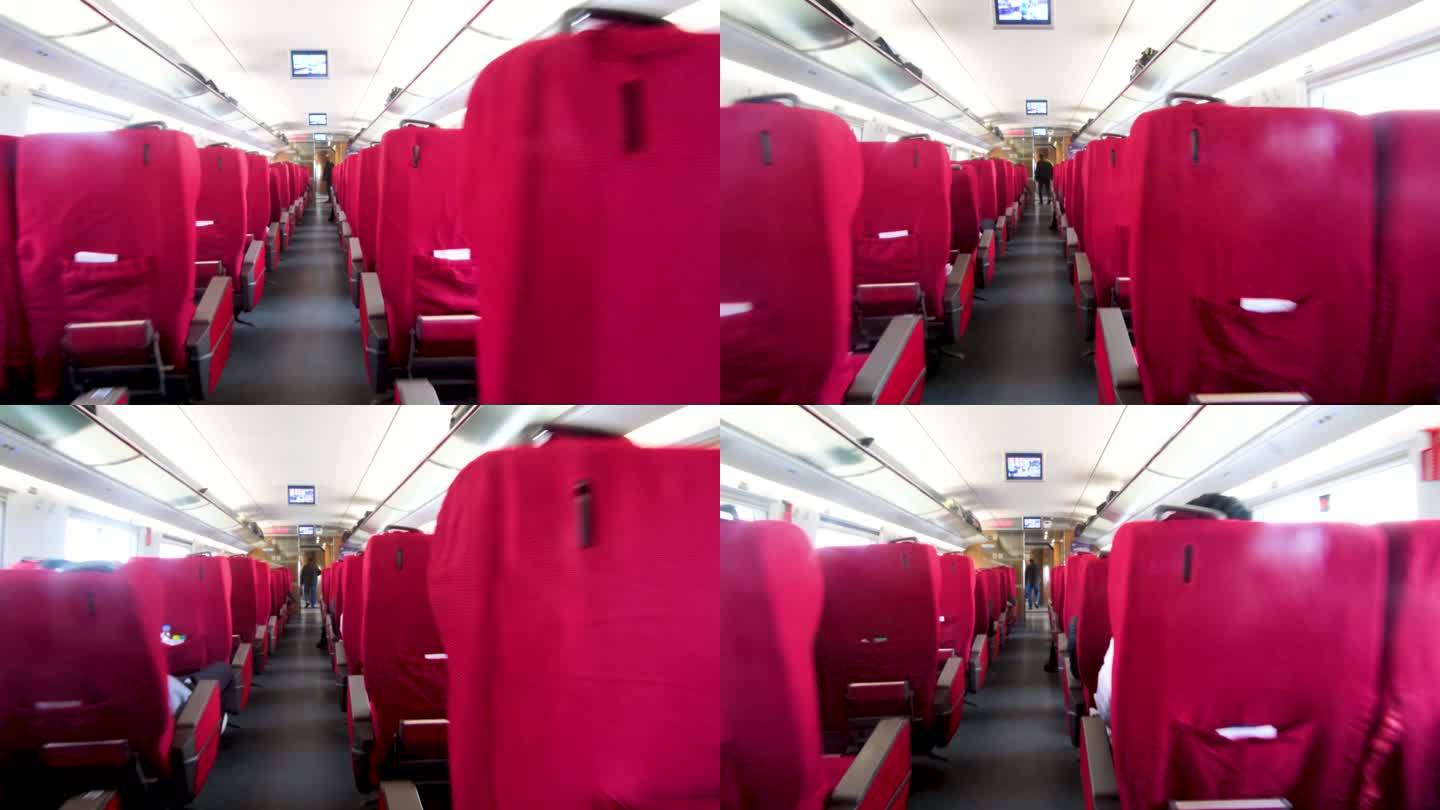 高铁动车火车春运乘客乘车车厢视频素材空镜