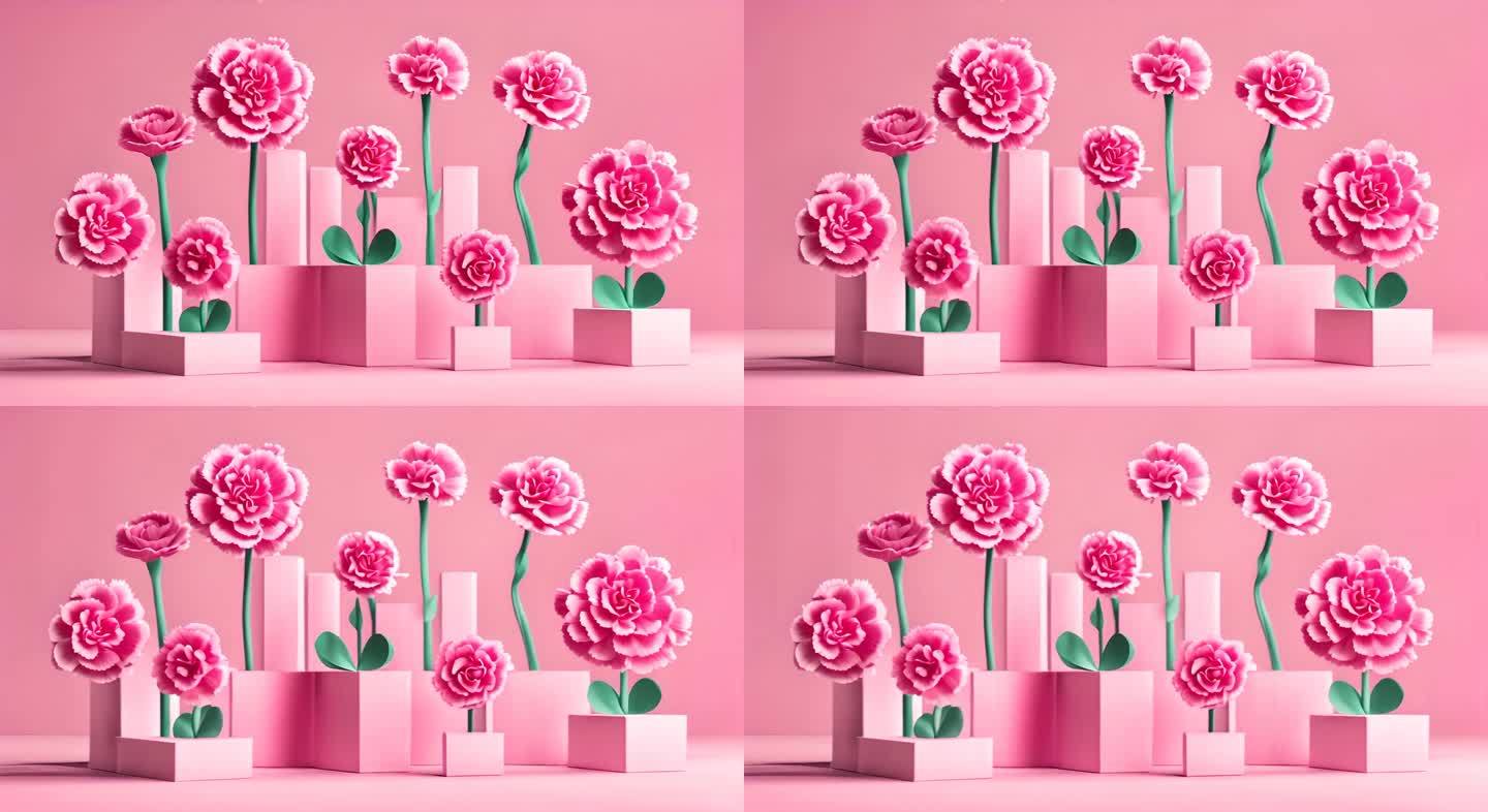 康乃馨花束花朵视频装饰