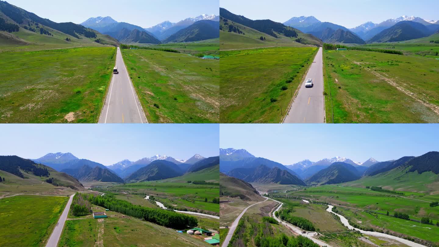 4k航拍穿越新疆伊犁夏塔旅游景区