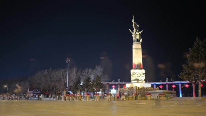 延时哈尔滨人民防洪胜利纪念塔广场