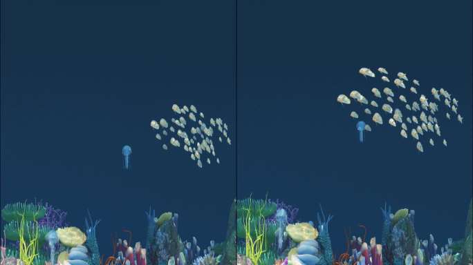 竖屏超广角海底水母珊瑚4K天幕大屏