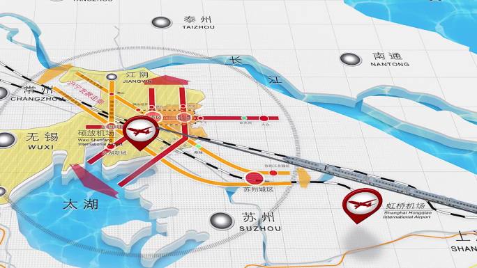 上海到无锡动画地图，上海机场到无锡三维