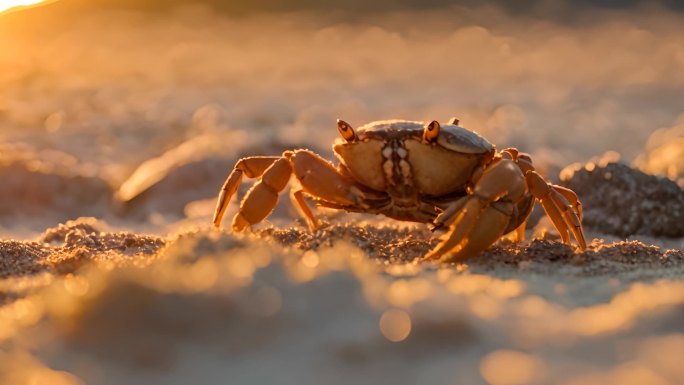 金色海滩上的大螃蟹